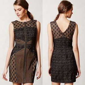 ANTHROPOLOGIE Topography Sheath Dress Black Brown Lace NWT